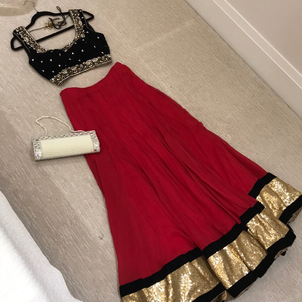 3 Piece Lengha + FREE matching handbag.